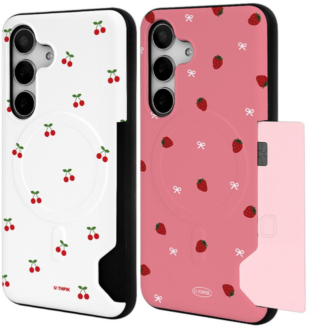 이케미 레드패턴 맥세이프 기능 슬라이드 카드2장 범퍼 케이스