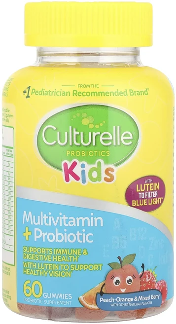 몸관리하세요 겨울입니다 Culturelle 어린이용 프로바이오틱 종합비타민 + 프로바이오틱 피치 오렌지 및 믹스 베리 구미젤리 60개 특별관리진행, Culturelle어린이용프로바이오틱종합비타민프로바이오, 1개, 60정 - 쿠팡