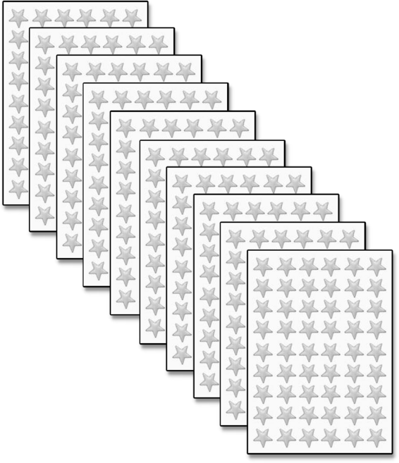 이음모음 대용량 무지 별스티커 13mm, 540개, 은색