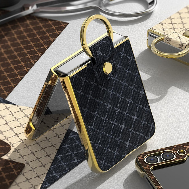 라팔레트 Z플립5 명품 골드 로드 고리 링 케이스