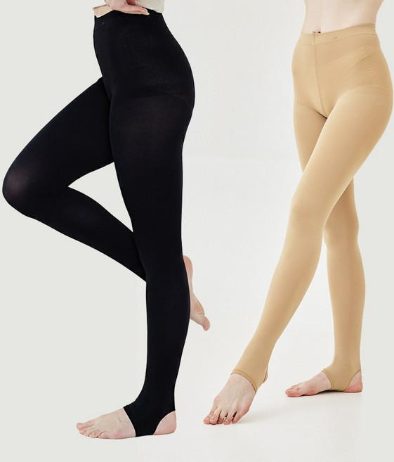 [MM스포츠]여성 국내생산 봄 가을 180D 고리타입 무광 골프스타킹 2P, 옐로우베이지+블랙, 2개