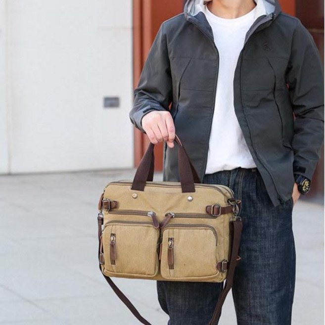 ANYOU 남녀공용 캔버스 서류가방 비즈니스 통근 노트북가방