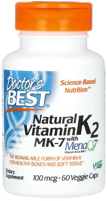 닥터스 베스트. MenaQ7 함유 천연 비타민K2 MK-7 100mcg 베지 캡슐 60정, 1개 - 쿠팡