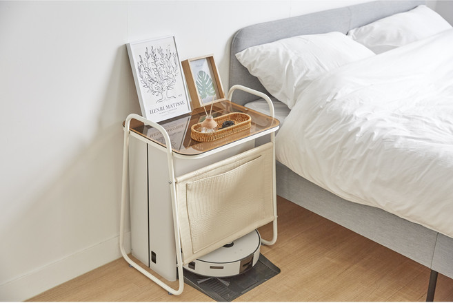 [탐나스튜디오] 로봇청소기 수납장 삼성 로보락 샤오미 호환 인테리어 테이블, 화이트