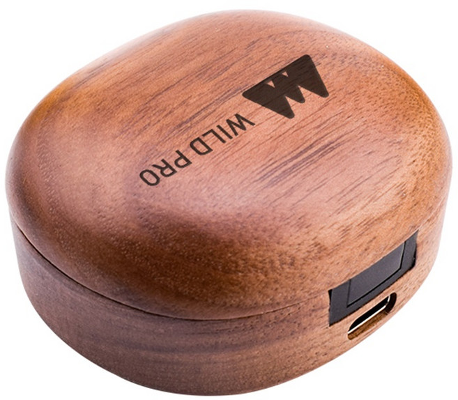 와일드프로 Woody Pro 천연나무 친환경 무선 블루투스 이어폰 ENC 노이즈캔슬링 한국어음성, Walnut Wood