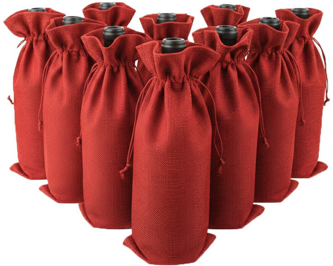 유리병 와인병 스윙병 포장 답례품 선물 포장 와인병 파우치 케이스 10매, 와인레드10P