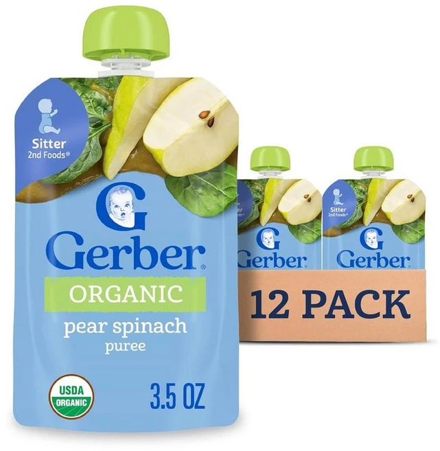 Gerber 2nd Foods Pears Spinach 거버 2단계 베이비 푸드 배 시금치 99g, 12개 - 쿠팡