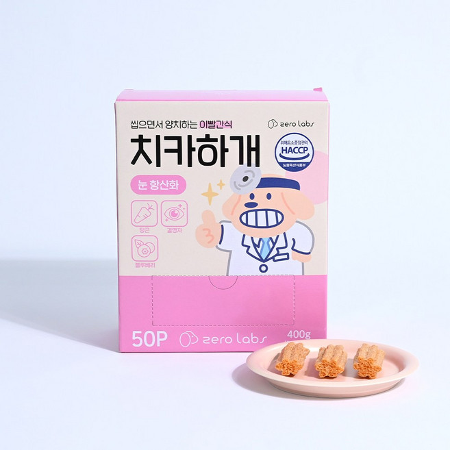 제로랩스 치카하개 관절건강 눈항산화 피부장 혼합 3종 강아지 덴탈껌, 눈&항산화, 400g, 1개