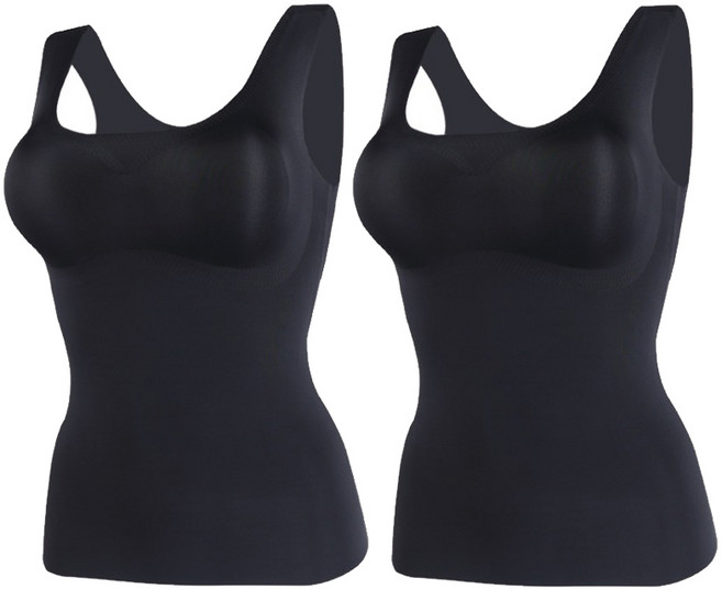 1+1 2종세트 심리스 브라런닝 나시 캐미솔 노와이어 캡나시 노라인 볼륨업 몸매보정 2P