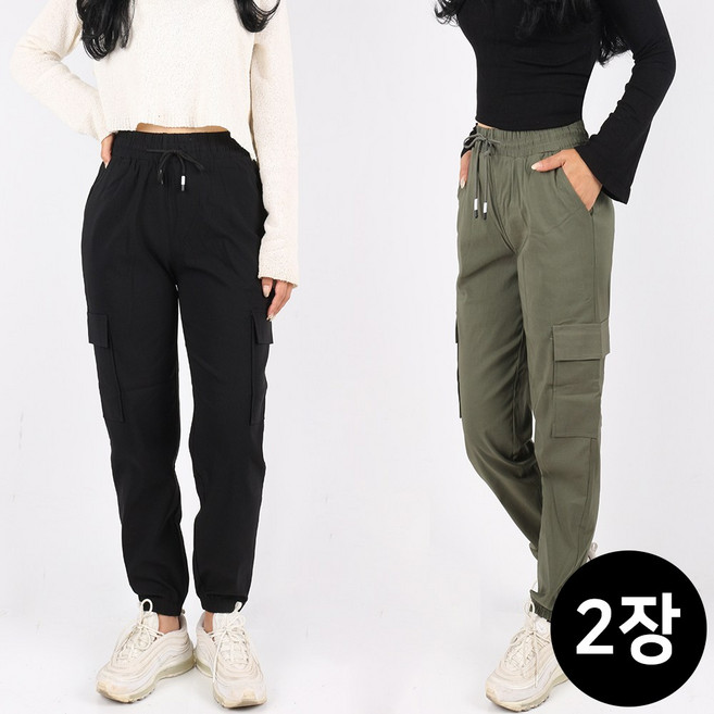 [1+1]SPM여성면스판조거팬츠 여자 스판 밴딩 카고 조거 데일리 팬츠 빅사이즈