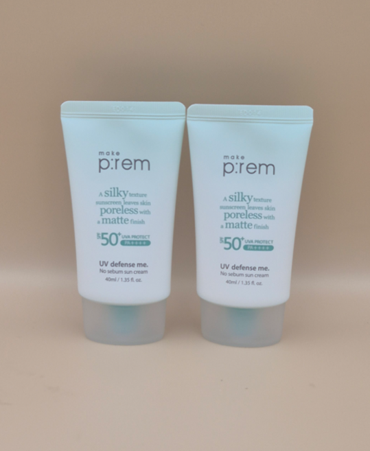 메이크프렘 유브이 디펜스 미 노 세범 선크림 SPF50+ PA++++, 40ml, 2개