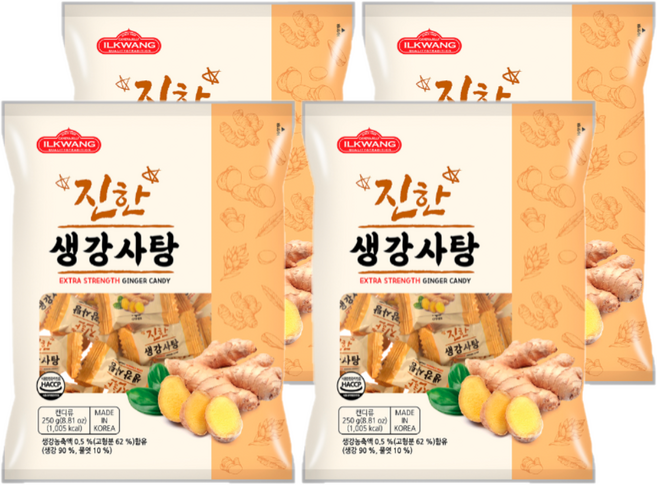 일광제과 진한 생강사탕, 250g, 4개