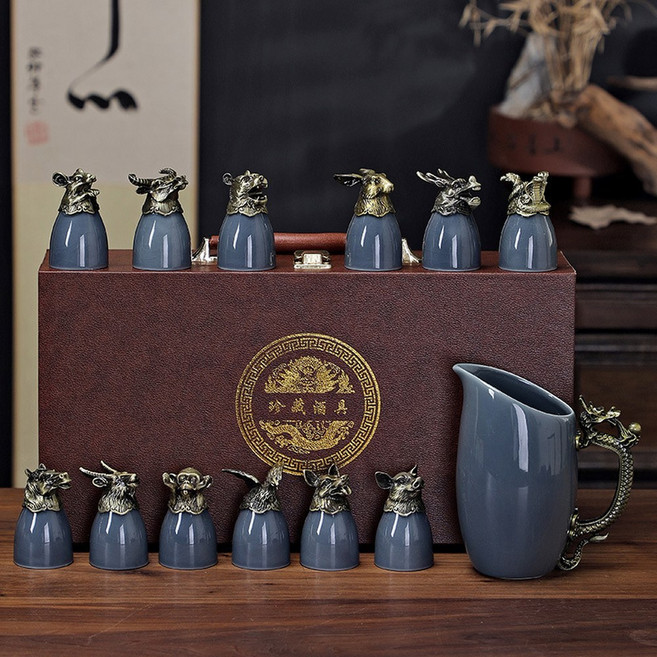 고량주잔 술 수정방 술잔세트 스트레이트 순홍색 다이아 연태주 술수정방 고량주, 고목문 모조 고동제람, 1개