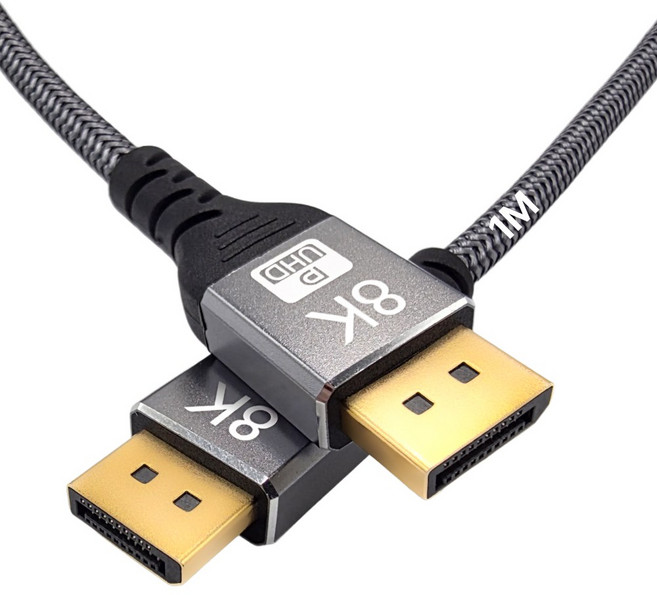 8K UHD DP to DP 고강도 패브릭 케이블 1.4v 양방향 디스플레이 포트, 1m, 1개