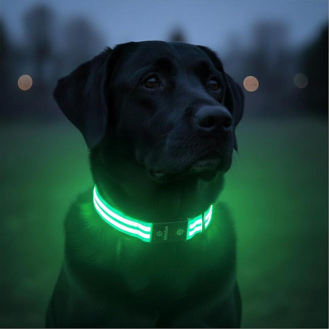 Tractive LED 조명 강아지 목걸이 USB 충전식 방수 (그린) 323821 5423808052, 초록색