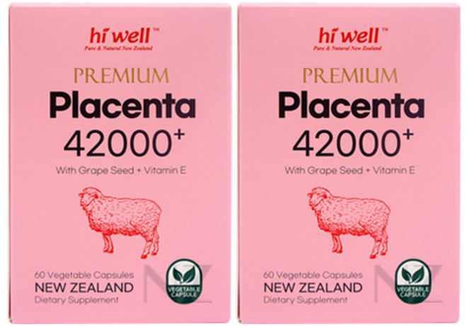 하이웰 프리미엄 플라센타 (양태반) 42000+ with 포도씨+콜라겐 60베지캡슐, 2개, 60정