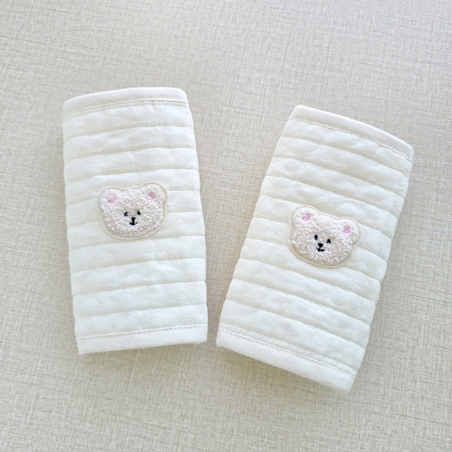 코코아돌 누빔 아기띠 침받이 어깨패드 벨트 커버, 라이트핑크곰(누빔)2P, 1세트