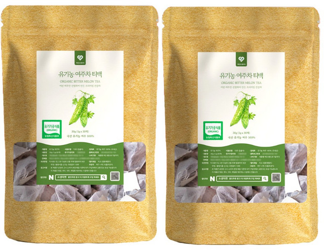 국산 유기농 볶은 어린 여주차 티백 당뇨에좋은 차 1g 30개입, 2개