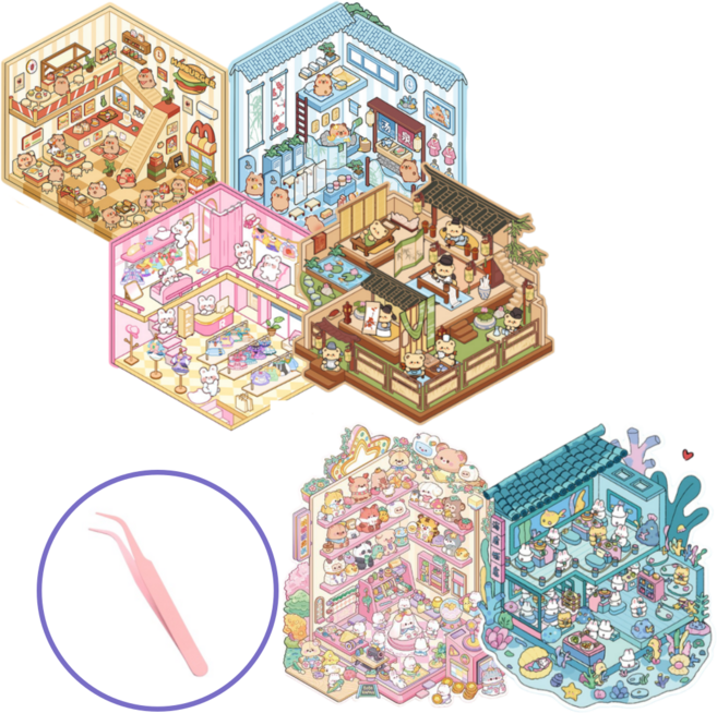 크랜브랑 틱톡유행 DIY 3D 집꾸미기 방꾸미기 스티커, 1개, 미니4종세트A