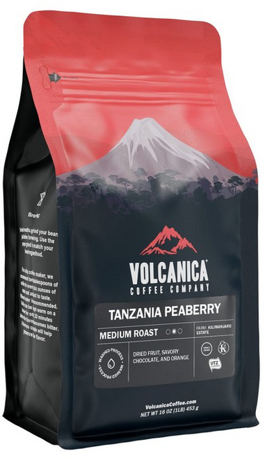 코스타리카 커피 타라주 오리지널 분쇄 미디엄 로스트 공정 무역 갓 볶은 16-온스, Tanzania Peaberry, 16 Ounce (Pack of 1), 453g, 1개, 홀빈(분쇄안함)