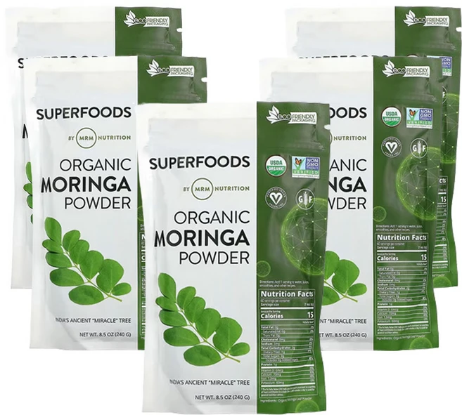 MRM뉴트리션 유기농모링가분말 240g(8.5oz), 240g, 5팩 - 쿠팡