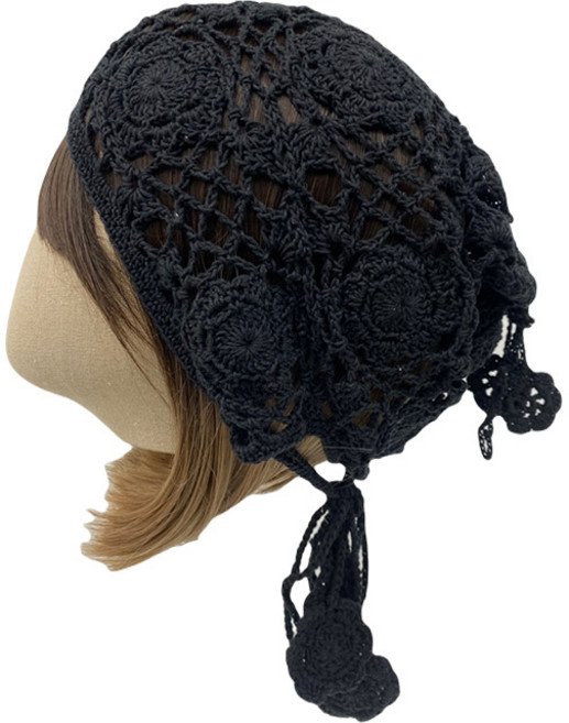 엄마짱 MDS_8518_장미뜨개 끈보닛두건 / 뜨개모자 보닛 크로셰모자 니트모자 데이트 패션모자 외출용 실내용 시원한 봄여름두건 헤어두건 나들이 브런치 펜션 플라워두건비니 여친선물