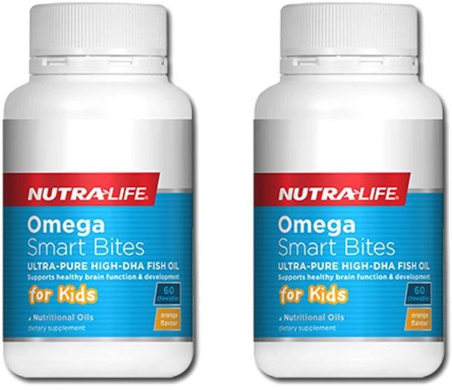 (호주/뉴질랜드) 뉴트라라이프 오메가 스마트바이트 키즈 DHA EPA 캡슐 60정 2개 Nutra Life Omega Smart Bites Kids DHA EPA 60 Capsul