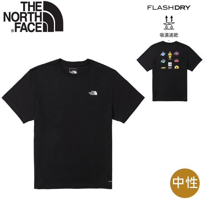 The North Face 中性排汗快乾短T AP《Black》