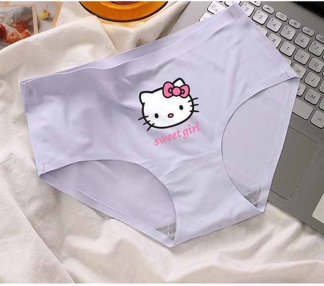 티류으스 귀여운 키티 캣 디자인 무자극 초편안 심리스 여성 삼각팬티 3P 세트