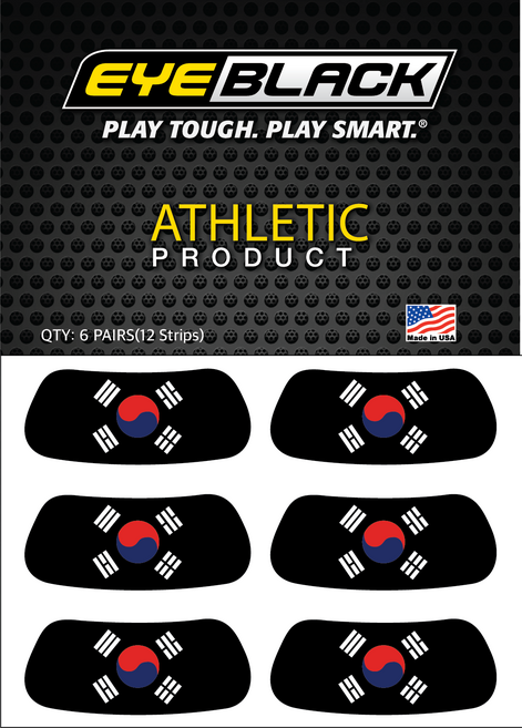 EYEBLACK 태극기 디자인 경기용 아이블랙 블랙베이스 12개(6 pairs) 스포츠 아이패치 스티커, 12개, 블랙바탕