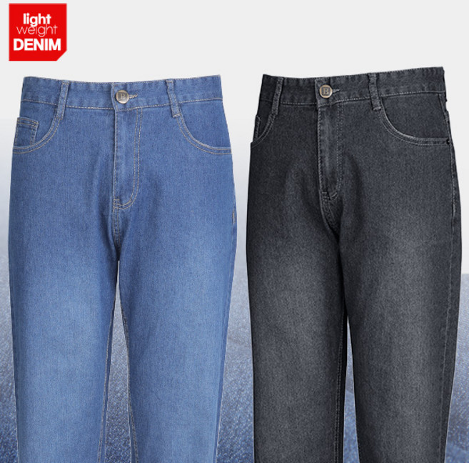 [이지바이] 남성 봄 여름 작업복 청바지_일자핏 워싱 용접 현장복 일상복 겸용 빅사이즈 스판 데님 청 팬츠