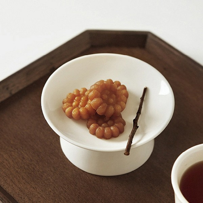 화이트 도자기 굽접시 돌상접시 디저트 플레이트 제기 그릇, 1개