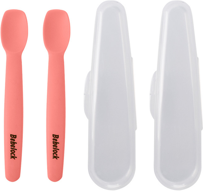 베베락 엘파 실리콘 스푼 1단계(2P)+케이스(2P), 엘파실리콘스푼 1단계(피치핑크2P), 1개