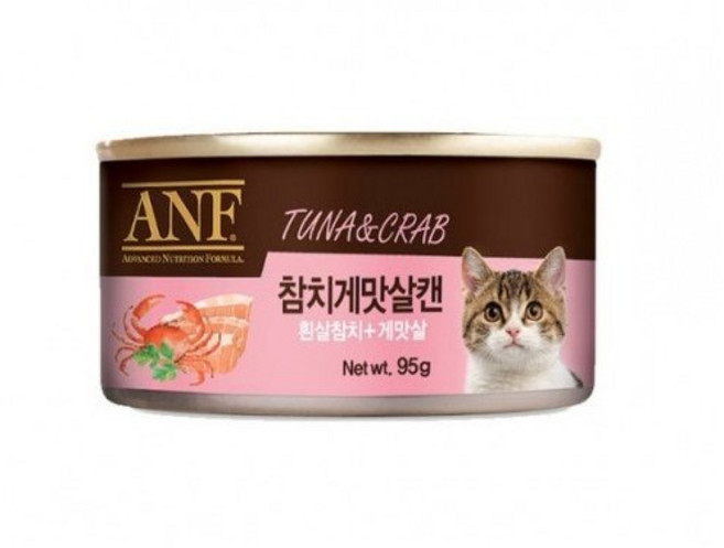 에이엔에프 고양이 간식캔, 흰살참치 + 게맛살, 95g, 10개