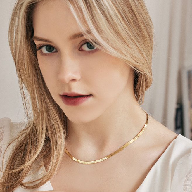 펠리체골드 14K 18K 실루엣3.8mm 목걸이 (+선물포장) 데일리 기념일 볼드 레이어드 포인트 고급 선물 금 여자친구 여성