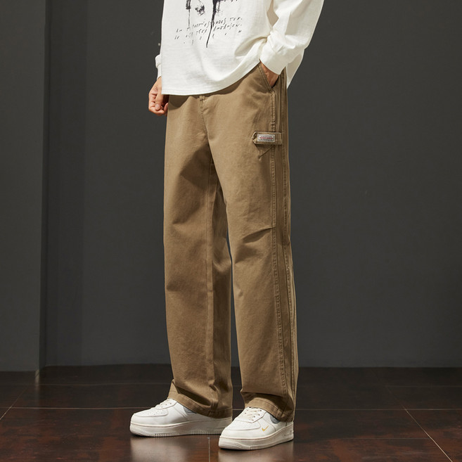 wassup 여름바지 남성 얇은 일자 코튼 슬랙스 미국식 세미와이드슬랙스