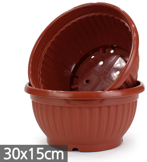 세인화분 플라스틱 원분재 골분 2P 세트 - 화분 중형 대형 분재 분제 컬러 식물 플분 원형 분배분 재배분 분갈이 인테리어 베란다 빈화분, 2개, 원분재(브라운)_중형