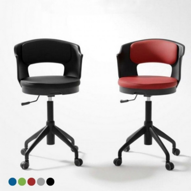 체어포커스 리빙회전 LR90 등받이 높이조절 이동식 진찰용 작업용 원형 보조의자, 1개, 블루