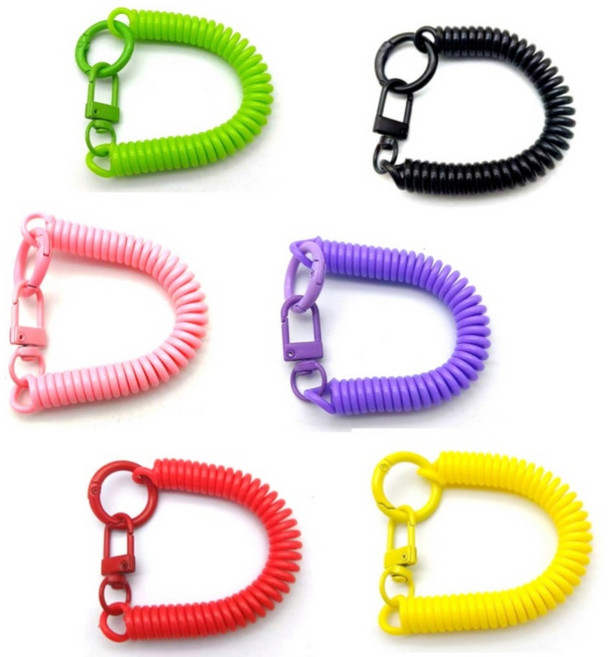 알리오마켓 낙상 도난 분실 방지 컬러 스프링 키링 고리 세트, 1세트, 6컬러 혼합