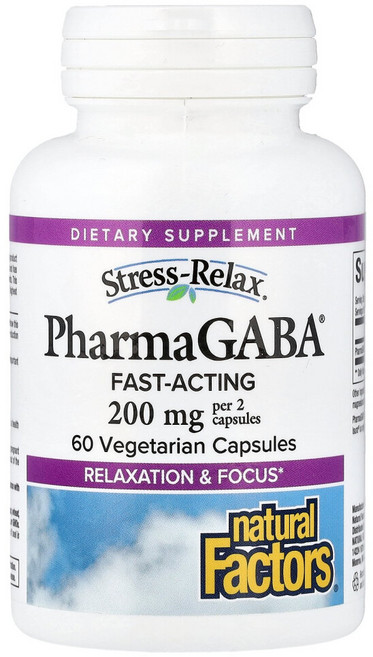 네추럴팩터스 스트레스-릴렉스 파마 가바 100mg 베지테리안 캡슐 글루텐 프리 무설탕, 60정, 1개