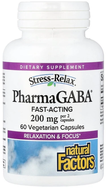네추럴팩터스 스트레스-릴렉스 파마 가바 100mg 베지테리안 캡슐 글루텐 프리 무설탕, 60정, 1개 - 쿠팡