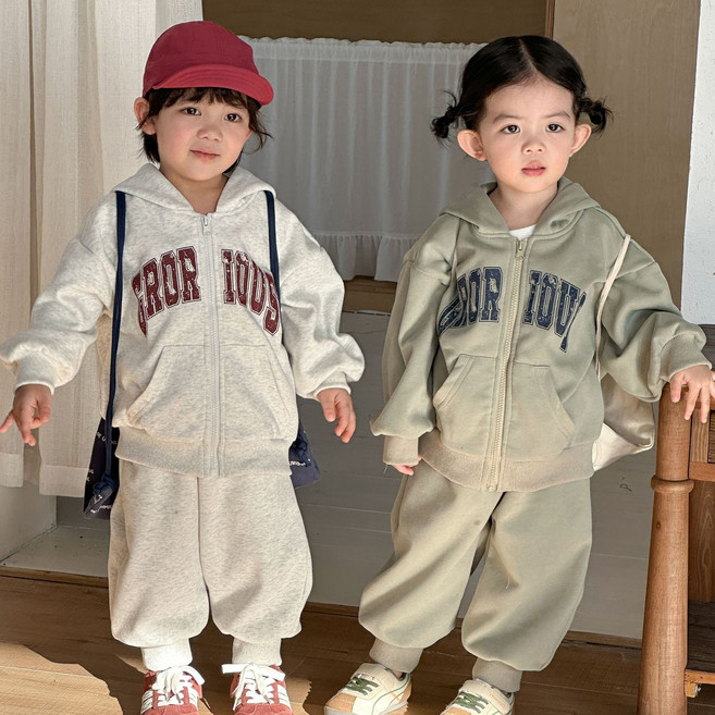 라라앤아이 유아 초등 저학년 후드 집업 상하세트 데일리 남매룩