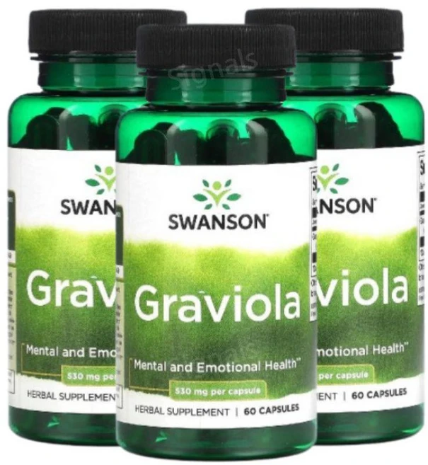 스완슨 그라비올라잎 그라비올라 530mg 60캡슐 3개 Graviola, 60정 - 쿠팡