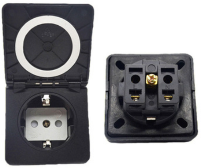 캠핑카 카라반 220V 방수 콘센트 커버포함, 블랙, 1개