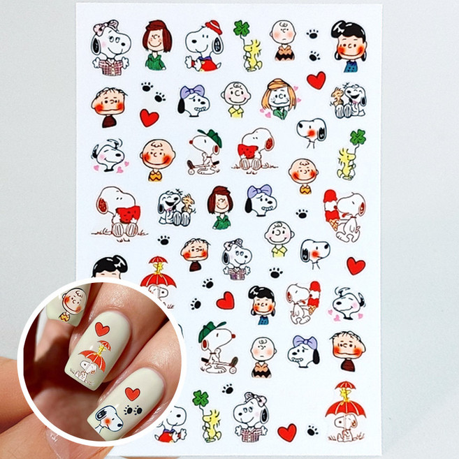 네일데칼 스누피 찰리브라운 네일아트스티커 2장세트, 2개, 스누피 C타입
