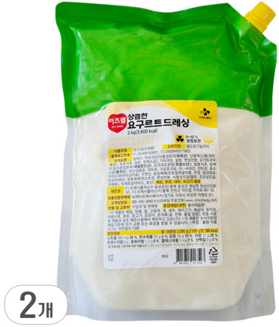 이츠웰 상큼한 요구르트 드레싱, 2kg, 2개