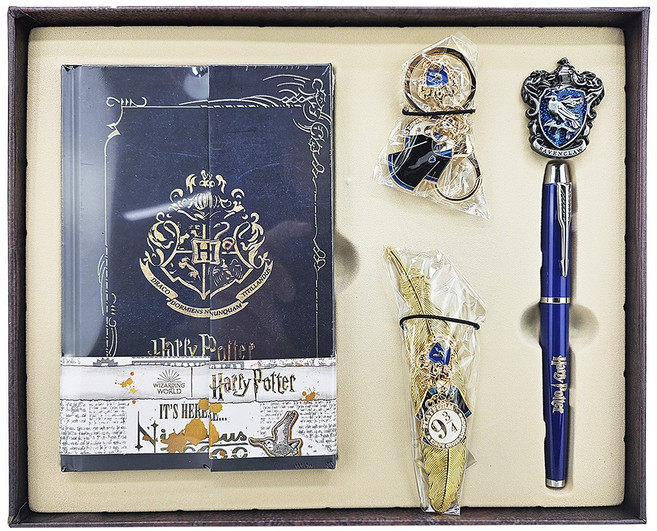 해리포터 굿즈 볼펜 + 하드커버노트 + 키링 + 책깔피 + 뱃지 세트/ 볼펜 색상 선택/, 4. 레번클로 컨셉 세트