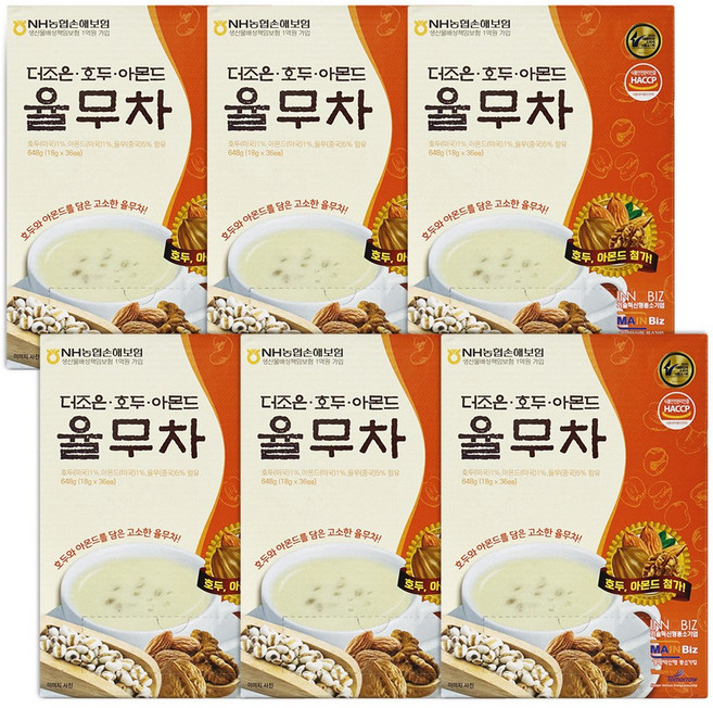 더조은 호두 아몬드 율무차 식사대용 선식 스틱, 6개, 36개입, 18g