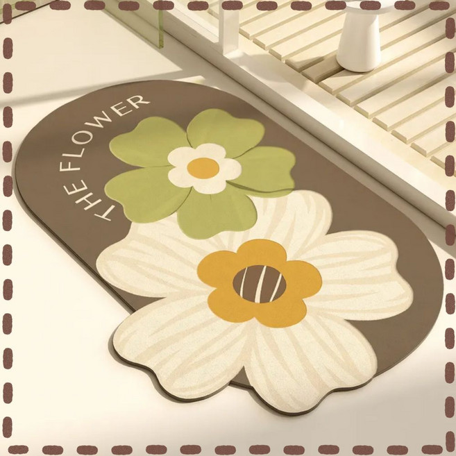 심플리프 물기순삭 미끄럼방지 규조토 발매트, 1개, 브라운