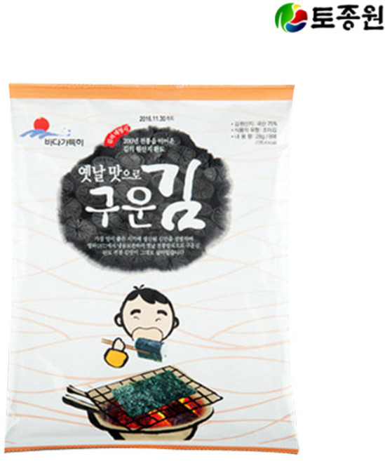 토종원 옛날 맛으로 구운 김 5봉 완도 해조류, 5개, 140g